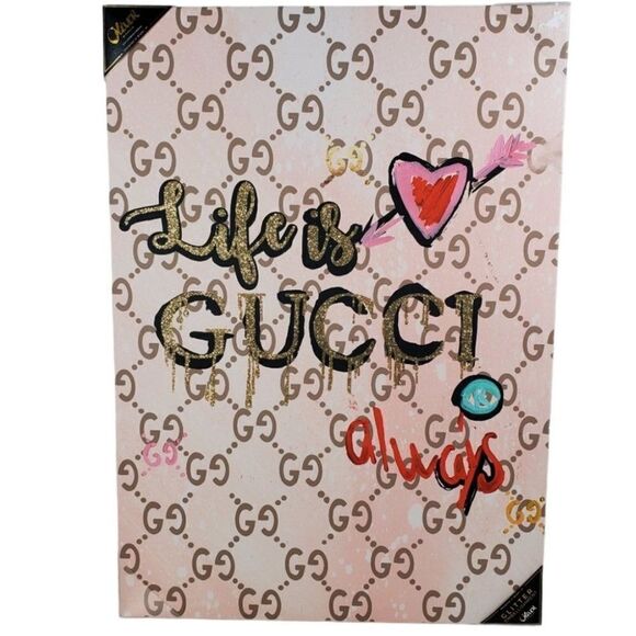 Oliver Gal Wall Art Collab Life Is Gucci Canvas Love Heart Glitter